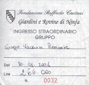 biglietto ninfa - 2001 gita parapendio a Norma